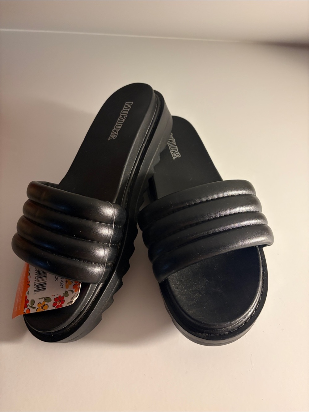 Muk Luks Men’s Black Padded Slide Sandals